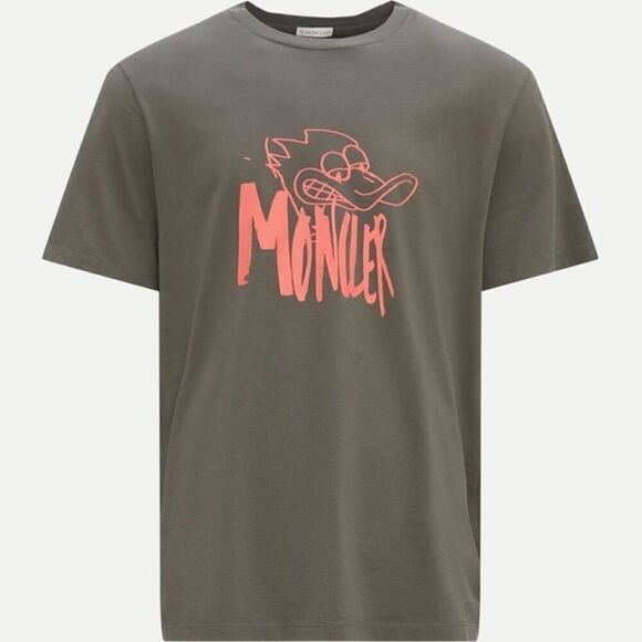 MONCLER Men’s Gray Duck Logo Graphic Print T-Shirt - Picture 2 of 13